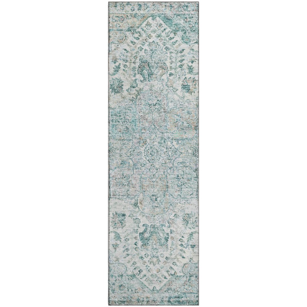Premium Machine Washable Mayfield AMF2138 Teal 2'3" x 7'6" Runner Rug
