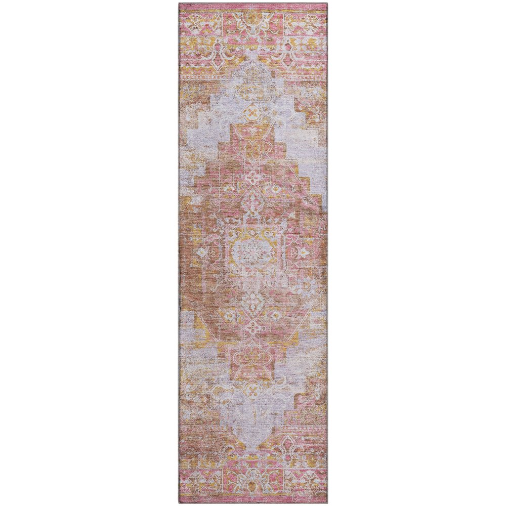 Premium Machine Washable Mayfield AMF2140 Pink 2'3" x 7'6" Runner Rug