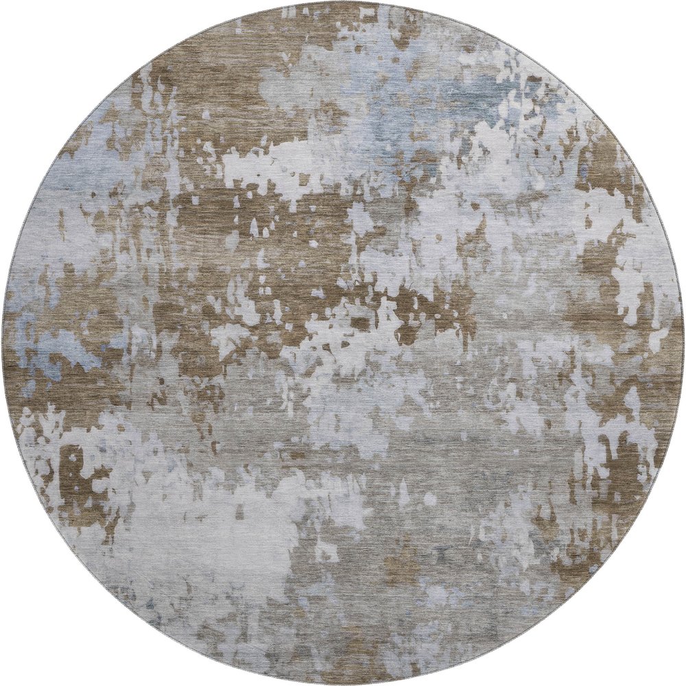 Premium Machine Washable Mayfield AMF2142 Brown 8' x 8' Round Rug