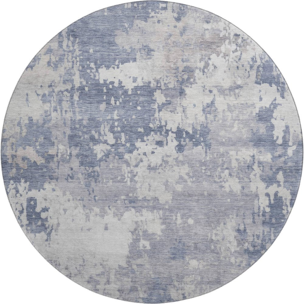 Premium Machine Washable Mayfield AMF2142 Blue 8' x 8' Round Rug
