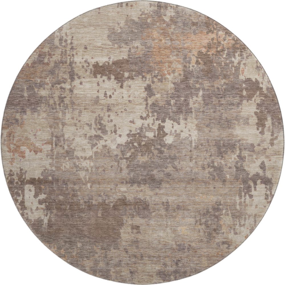 Premium Machine Washable Mayfield AMF2143 Brown 8' x 8' Round Rug