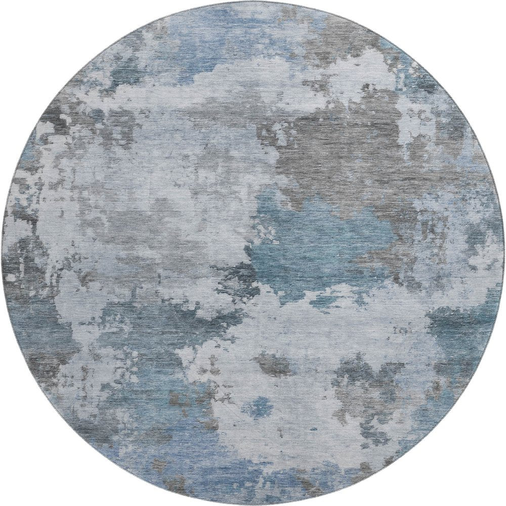 Premium Machine Washable Mayfield AMF2144 Blue 8' x 8' Round Rug
