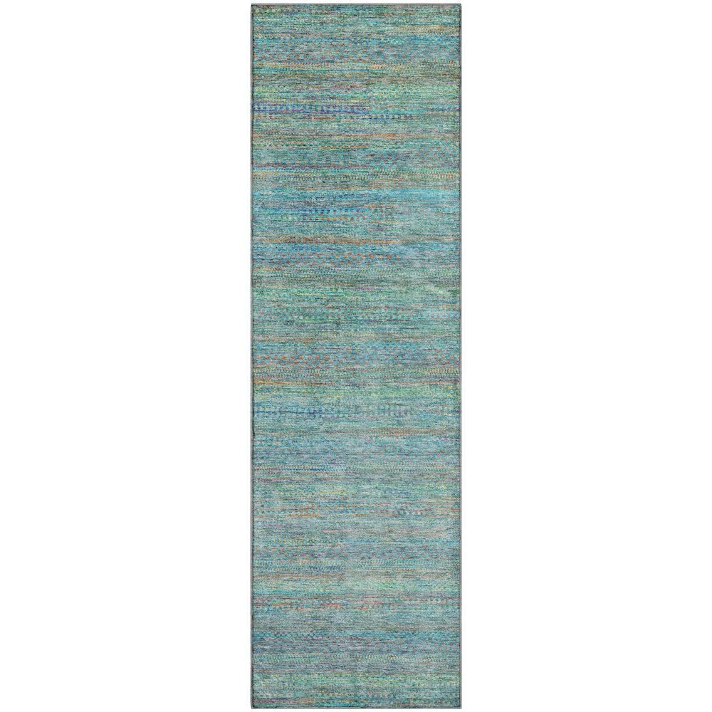Premium Machine Washable Mayfield AMF2148 Teal 2'3" x 7'6" Runner Rug