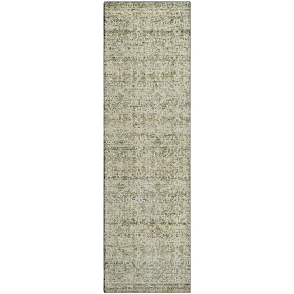 Premium Machine Washable Mayfield AMF2152 Green 2'3" x 7'6" Runner Rug