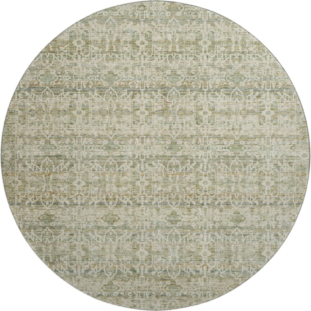 Premium Machine Washable Mayfield AMF2152 Green 8' x 8' Round Rug