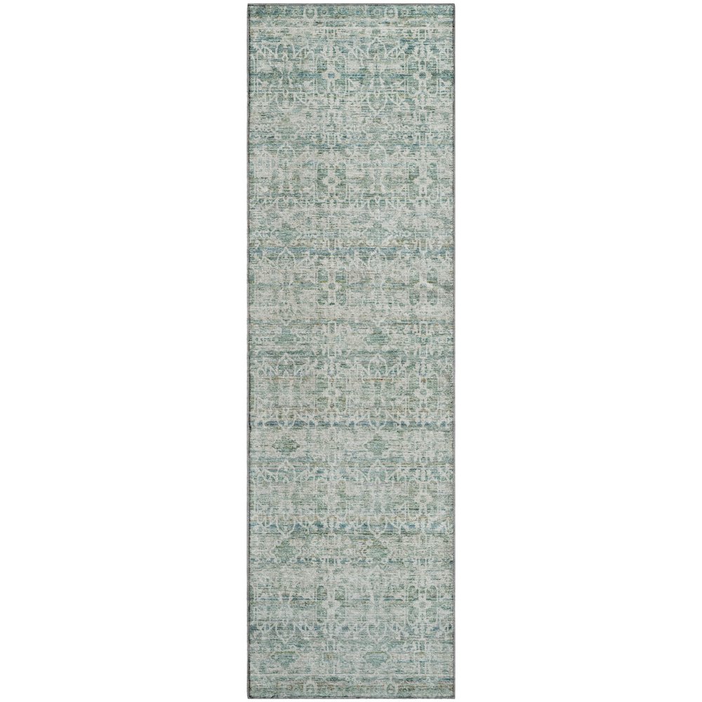 Premium Machine Washable Mayfield AMF2152 Teal 2'3" x 7'6" Runner Rug