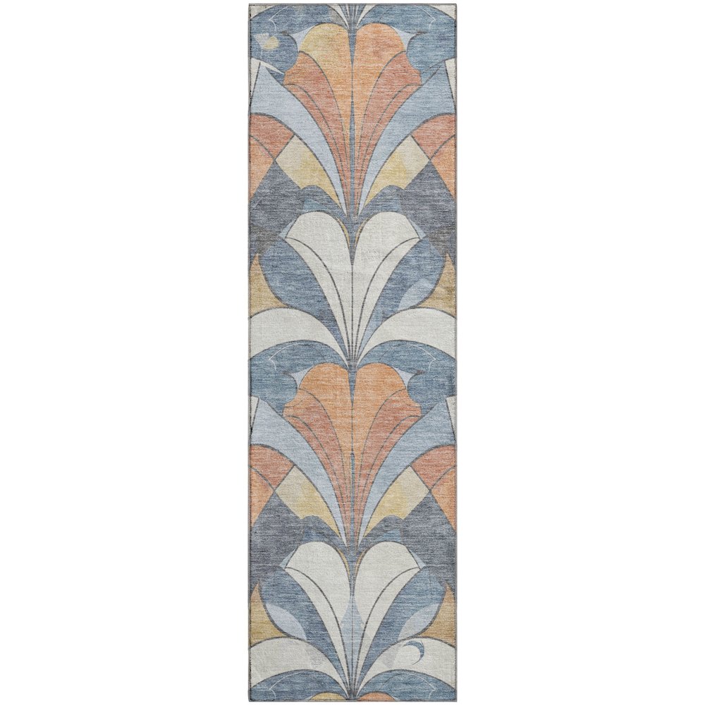 Premium Machine Washable Mayfield AMF2174 Blue 2'3" x 7'6" Runner Rug