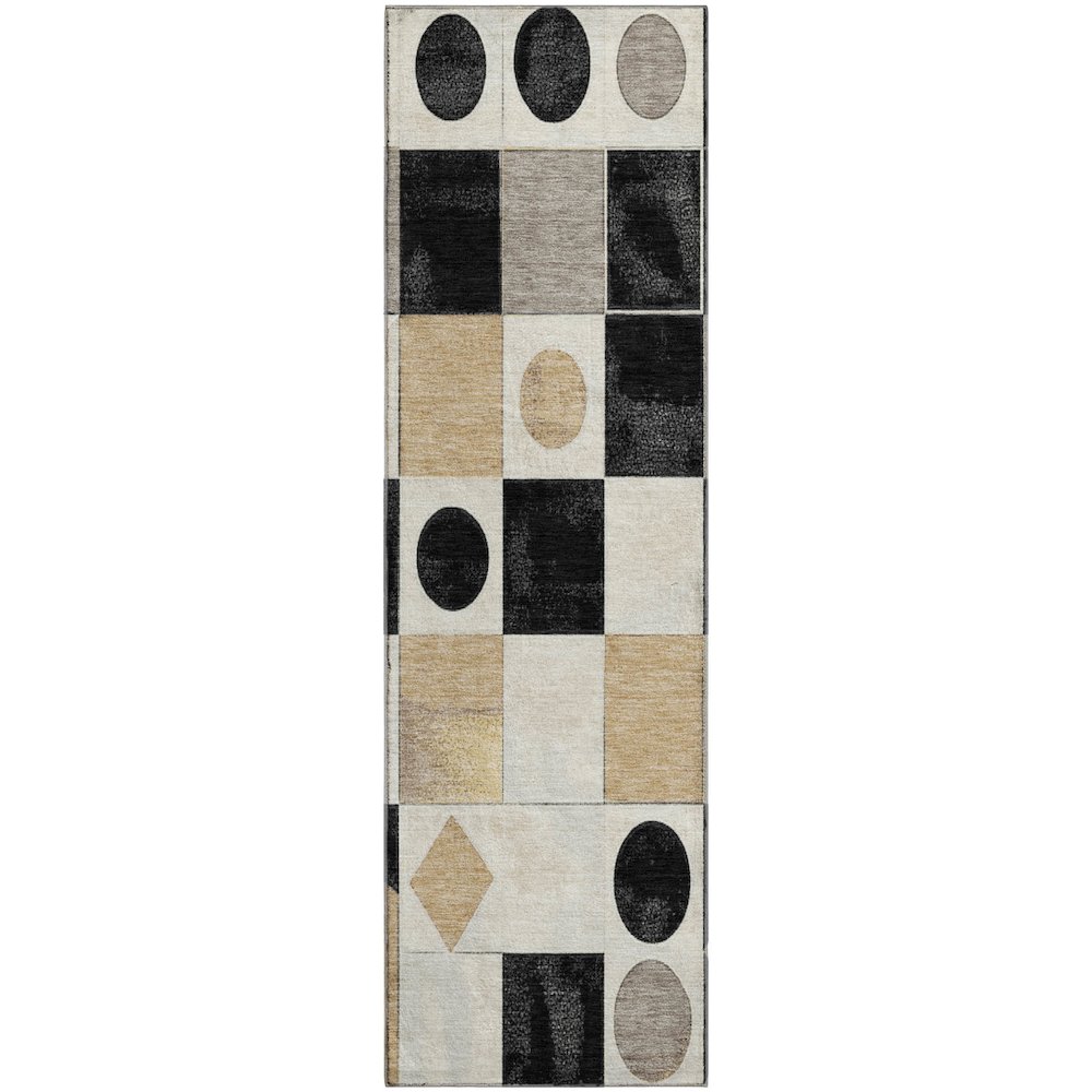 Premium Machine Washable Mayfield AMF2181 Black 2'3" x 7'6" Runner Rug