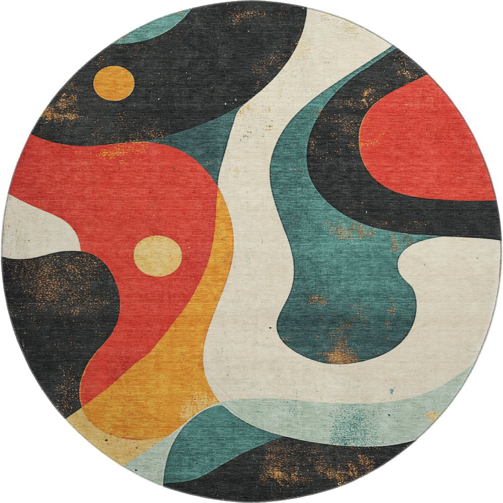 Premium Machine Washable Mayfield AMF2185 Red 8' x 8' Round Rug