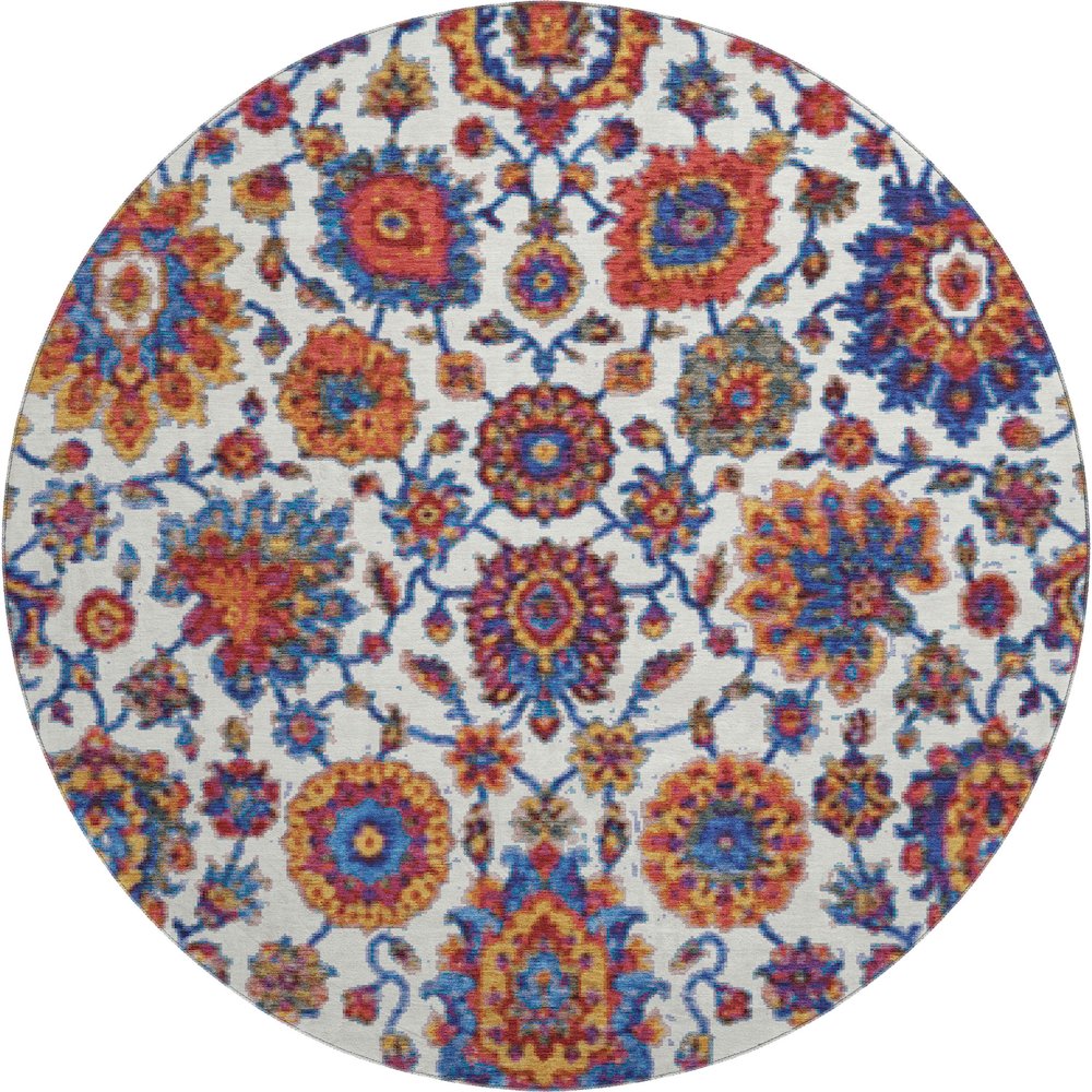 Premium Machine Washable Mayfield AMF2187 Red 8' x 8' Round Rug