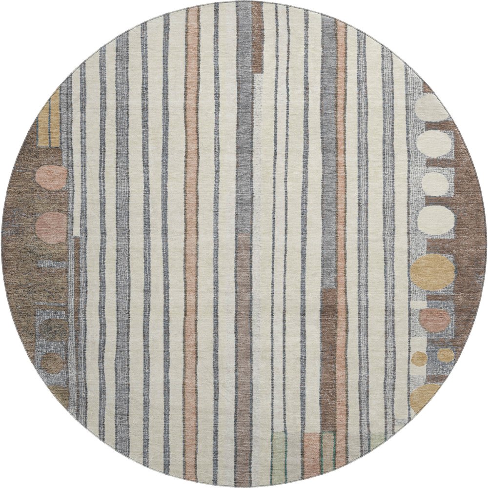 Premium Machine Washable Mayfield AMF2189 Brown 8' x 8' Round Rug