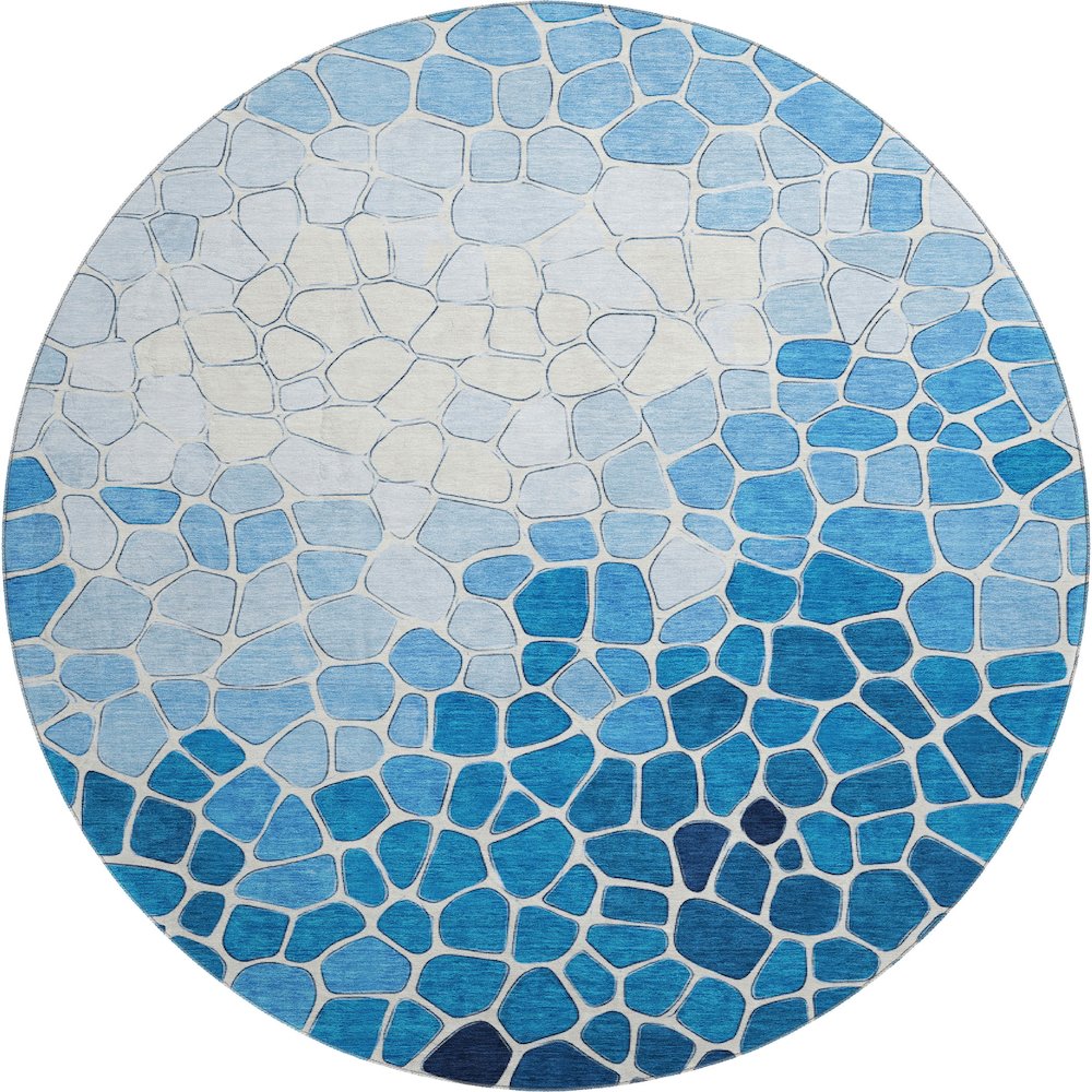 Premium Machine Washable Mayfield AMF2190 Blue 8' x 8' Round Rug