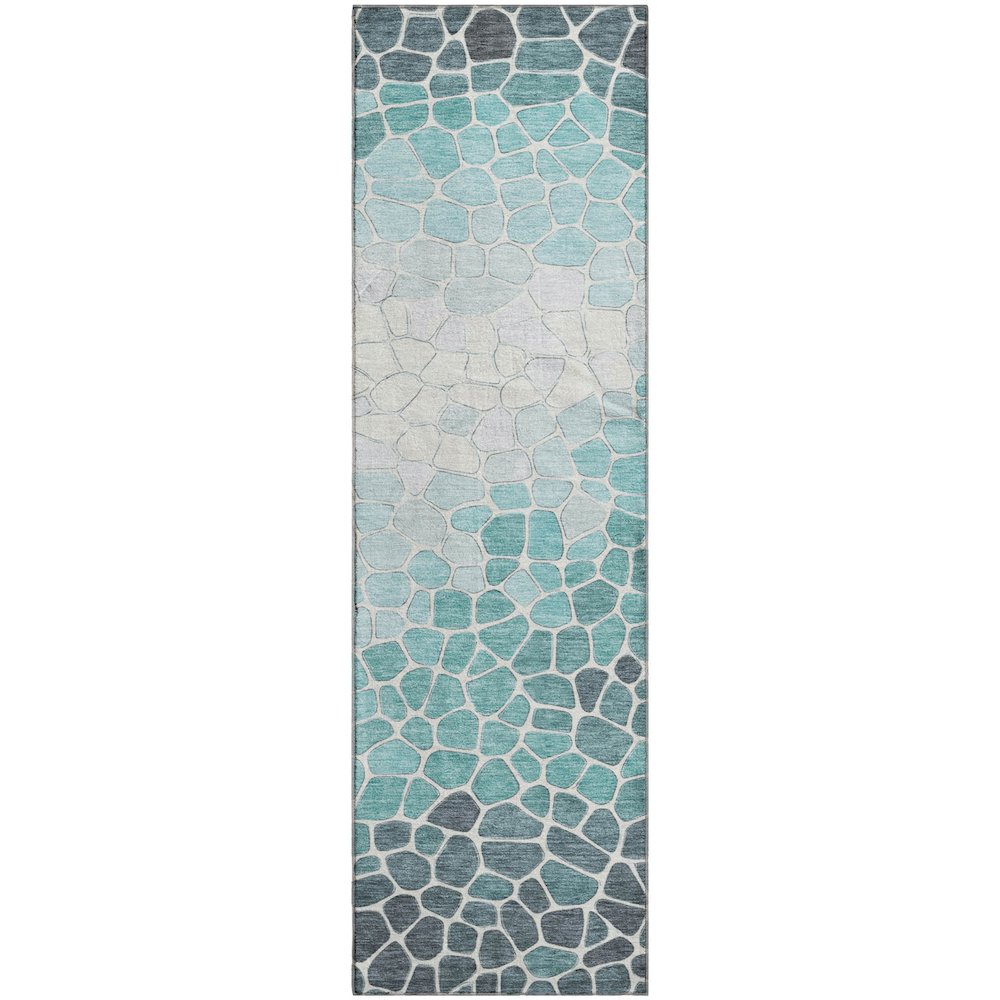 Premium Machine Washable Mayfield AMF2190 Teal 2'3" x 7'6" Runner Rug