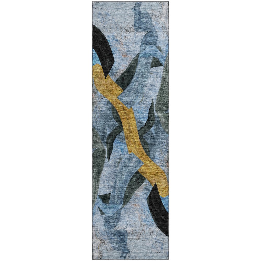 Premium Machine Washable Mayfield AMF2191 Blue 2'3" x 7'6" Runner Rug