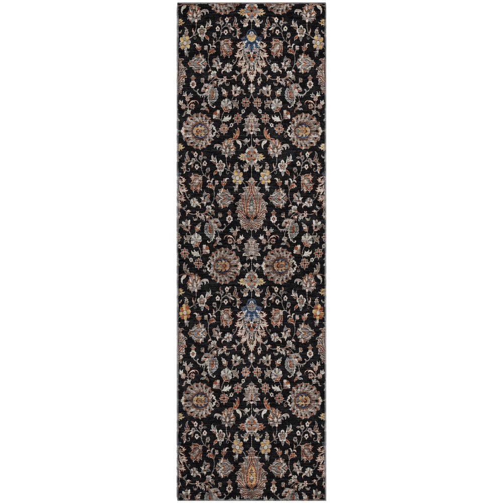 Premium Machine Washable Mayfield AMF2192 Black 2'3" x 7'6" Runner Rug