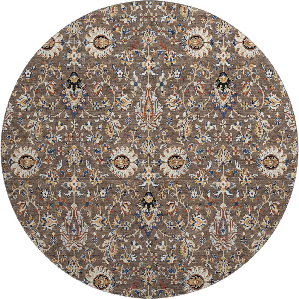 Premium Machine Washable Mayfield AMF2192 Brown 8' x 8' Round Rug