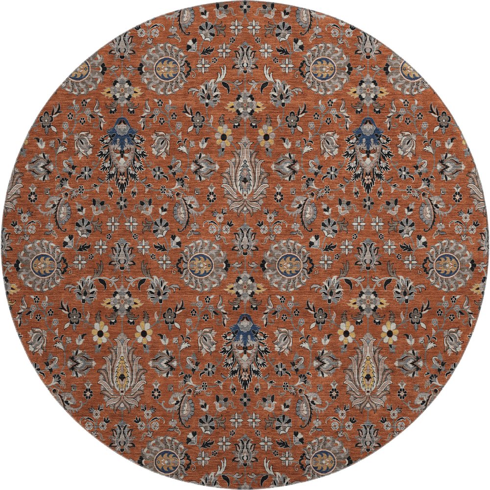 Premium Machine Washable Mayfield AMF2192 Orange 8' x 8' Round Rug