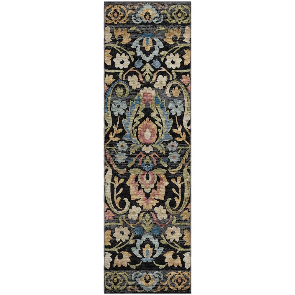 Premium Machine Washable Mayfield AMF2193 Black 2'3" x 7'6" Runner Rug