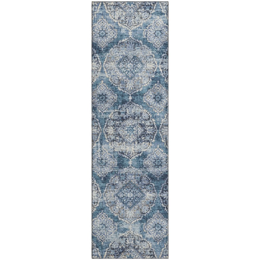 Premium Machine Washable Mayfield AMF2196 Blue 2'3" x 7'6" Runner Rug