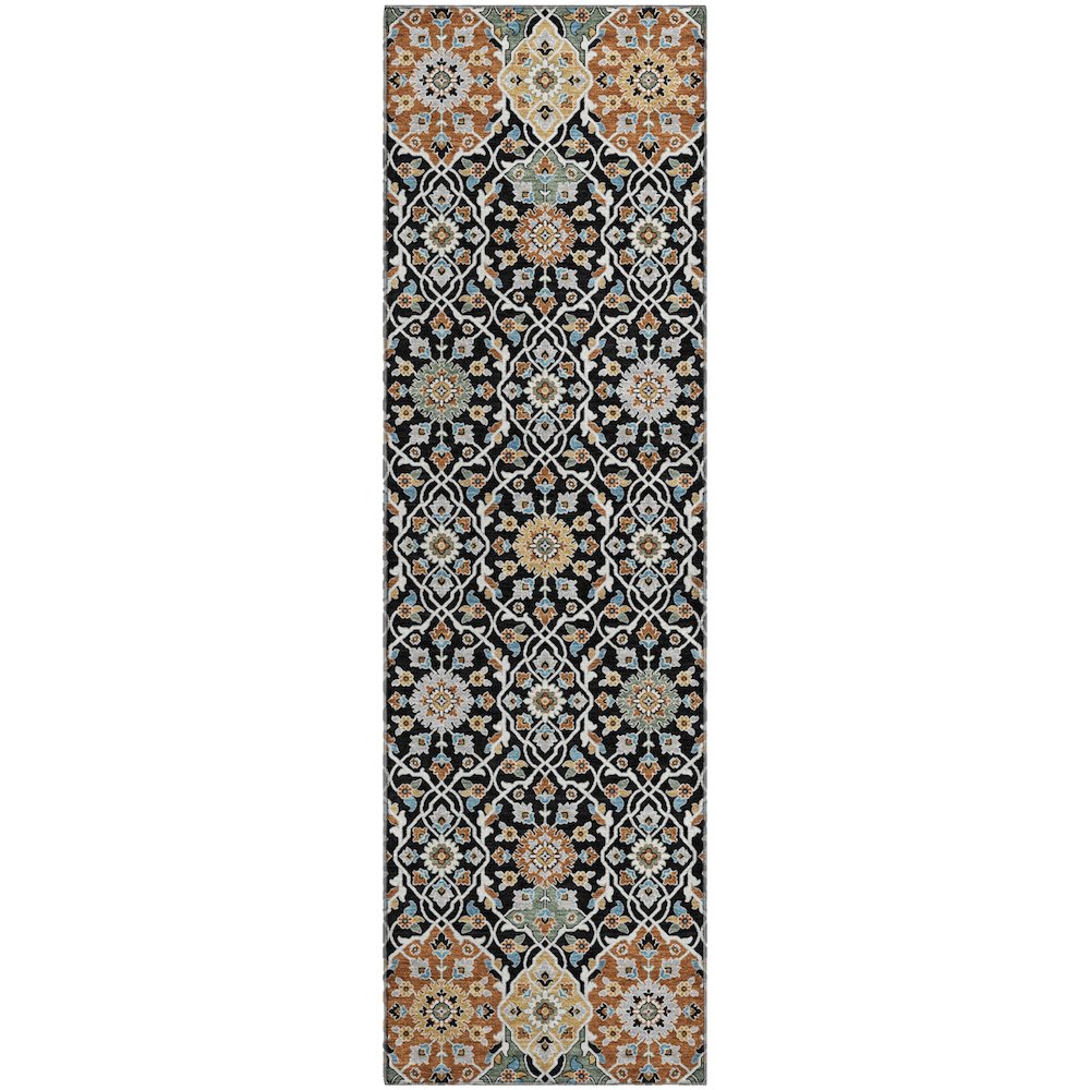 Premium Machine Washable Mayfield AMF2199 Black 2'3" x 7'6" Runner Rug