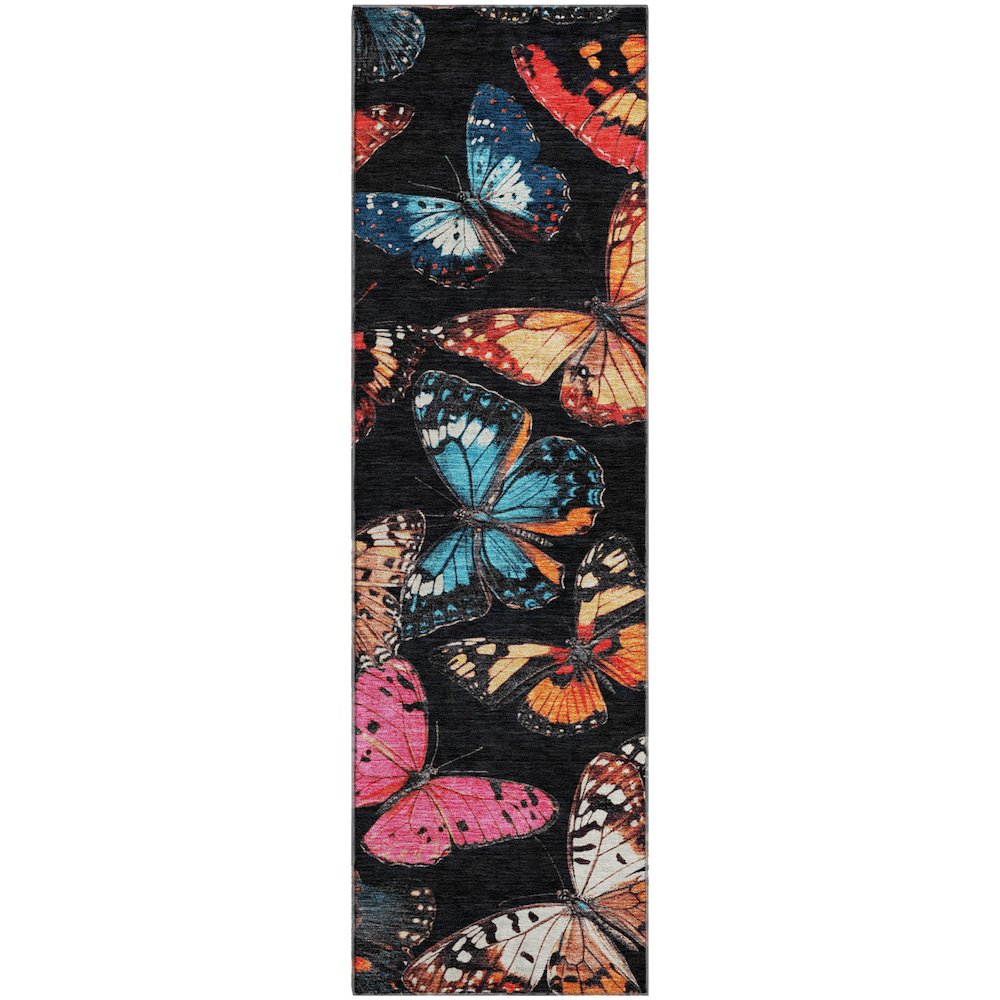 Premium Machine Washable Mayfield AMF2201 Black 2'3" x 7'6" Runner Rug