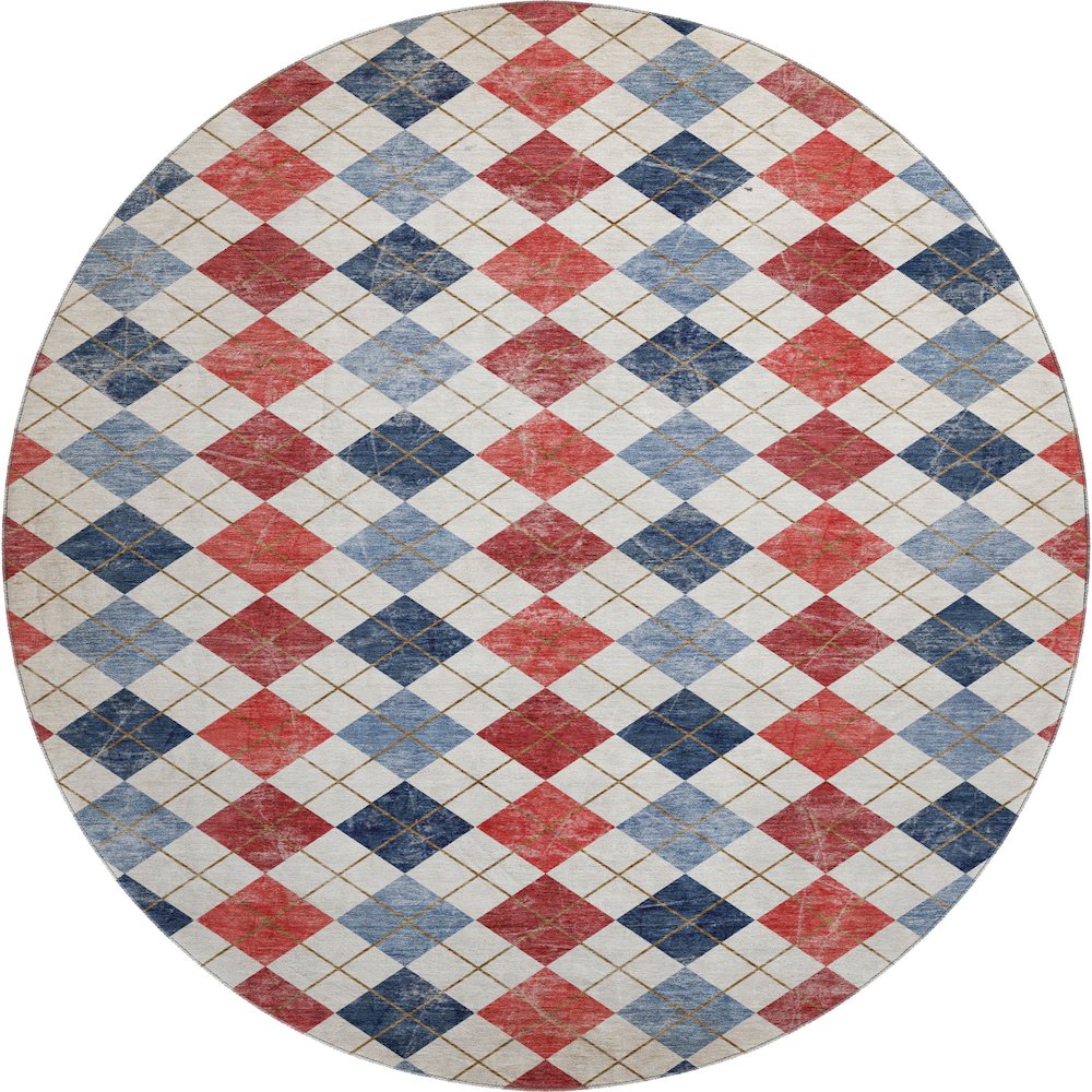 Premium Machine Washable Mayfield AMF2237 Red 8' x 8' Round Rug