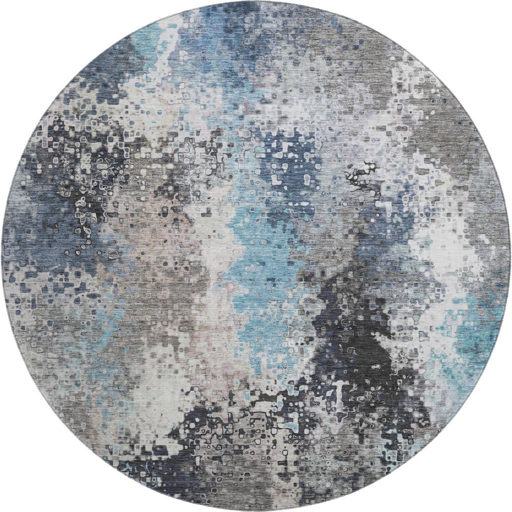 Premium Machine Washable Mayfield AMF2242 Blue 8' x 8' Round Rug