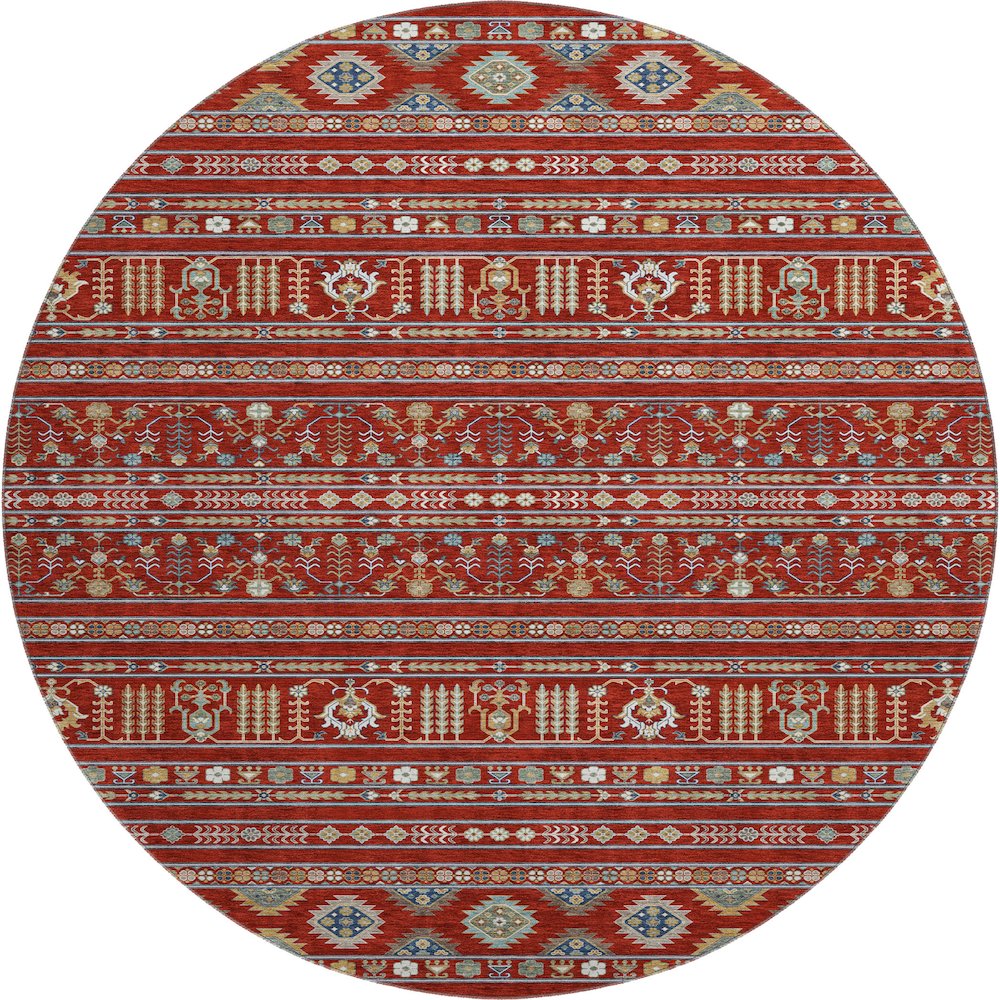 Premium Machine Washable Mayfield AMF2244 Red 8' x 8' Round Rug