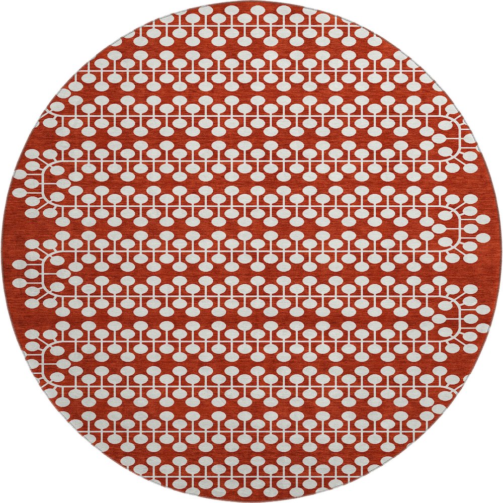 Premium Machine Washable Mayfield AMF2247 Red 8' x 8' Round Rug