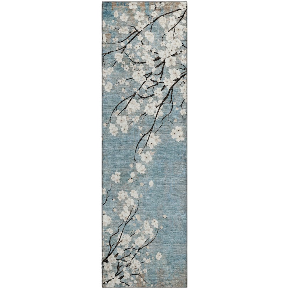 Premium Machine Washable Mayfield AMF2248 Blue 2'3" x 7'6" Runner Rug