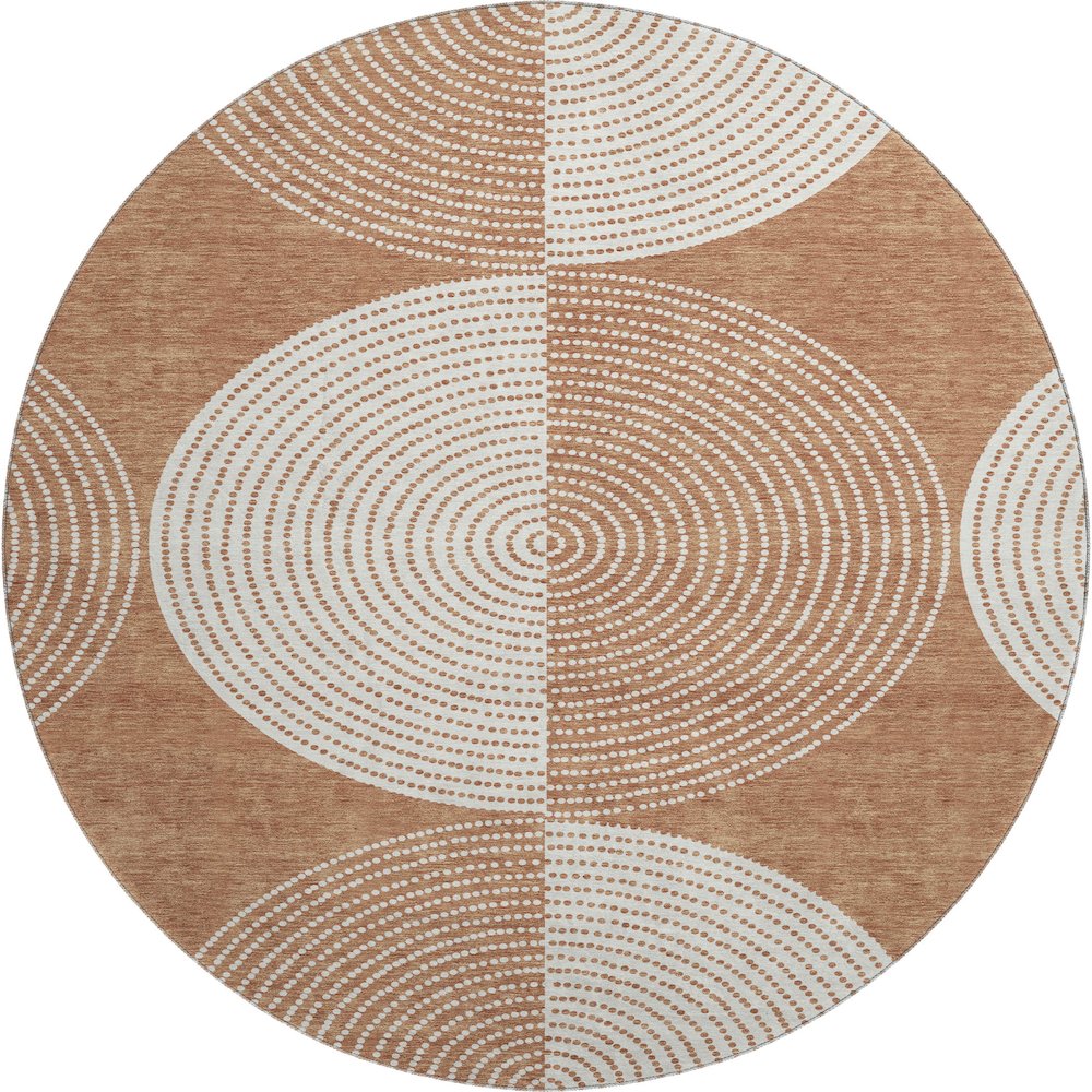 Premium Machine Washable Mayfield AMF2275 Orange 8' x 8' Round Rug