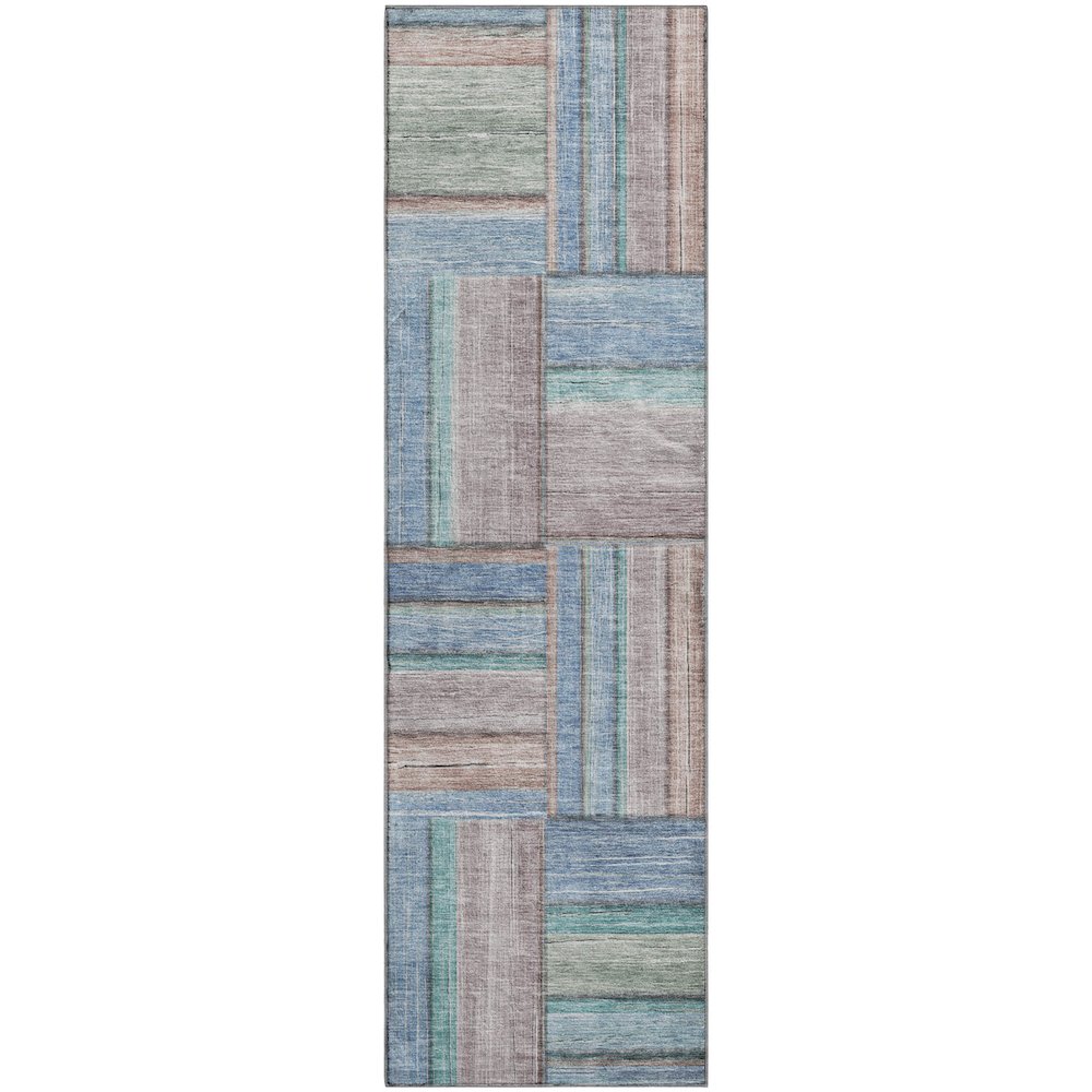 Premium Machine Washable Mayfield AMF2285 Blue 2'3" x 7'6" Runner Rug