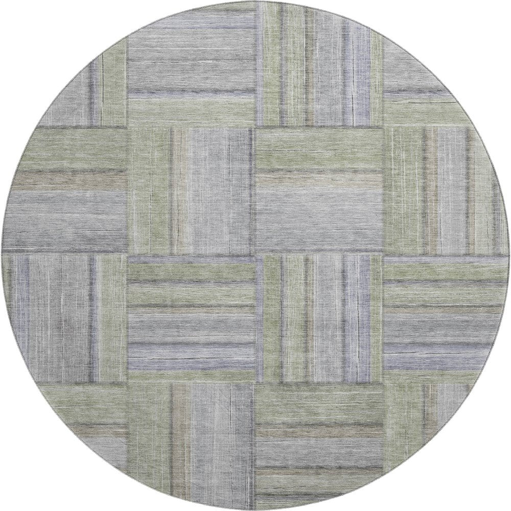 Premium Machine Washable Mayfield AMF2285 Green 8' x 8' Round Rug