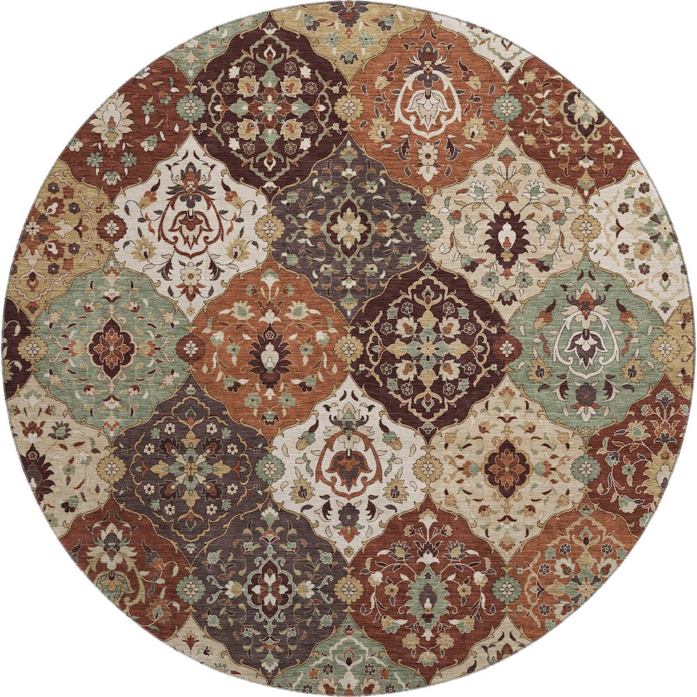 Premium Machine Washable Mayfield AMF2292 Orange 8' x 8' Round Rug