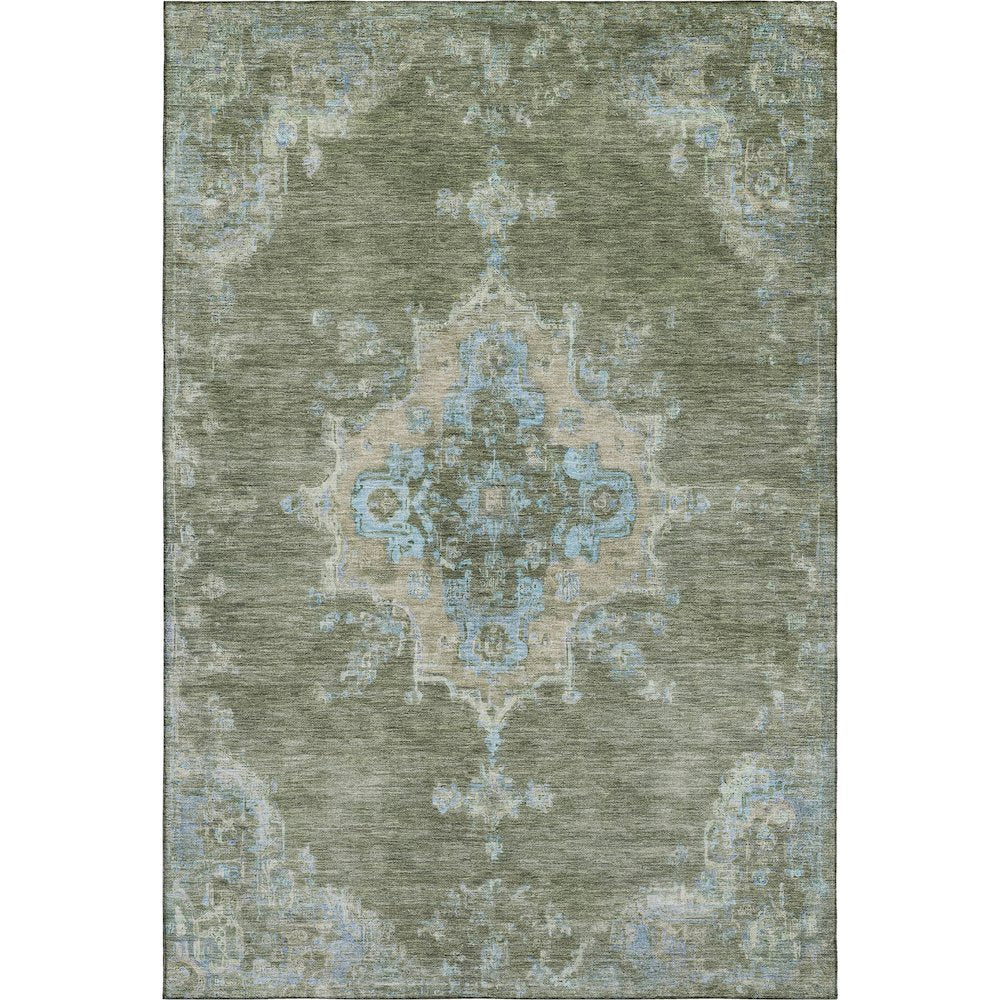 Premium Machine Washable Mayfield AMF2321 Green 8' x 10' Rug