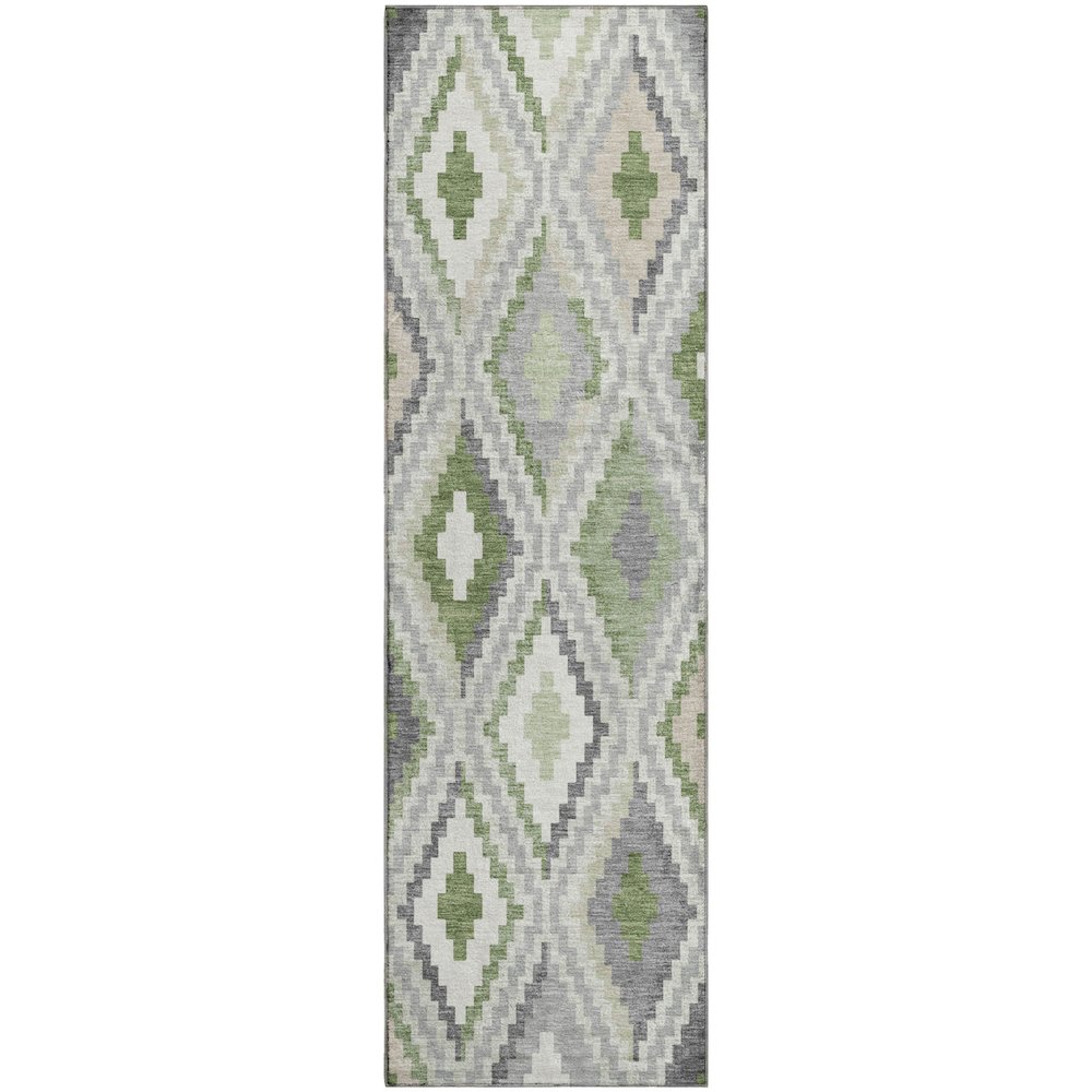 Premium Machine Washable Mayfield AMF2331 Green 2'3" x 7'6" Runner Rug