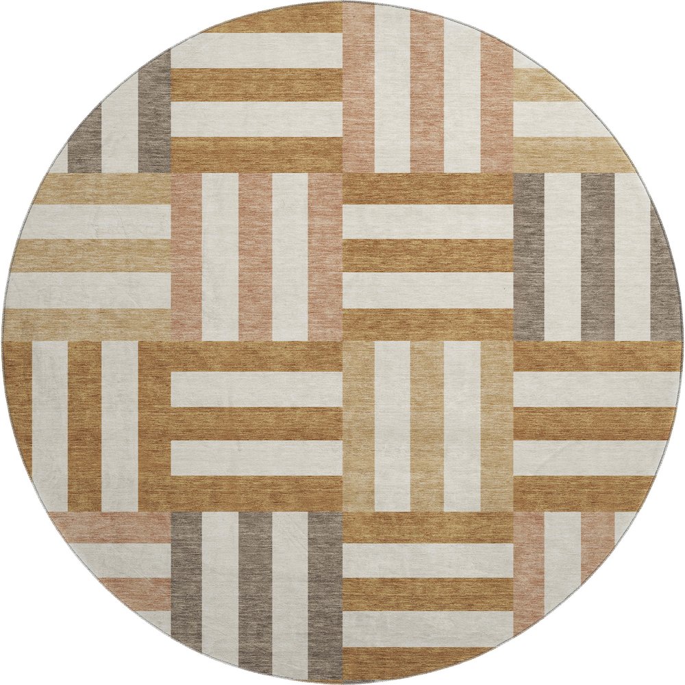 Premium Machine Washable Mayfield AMF2332 Orange 8' x 8' Round Rug