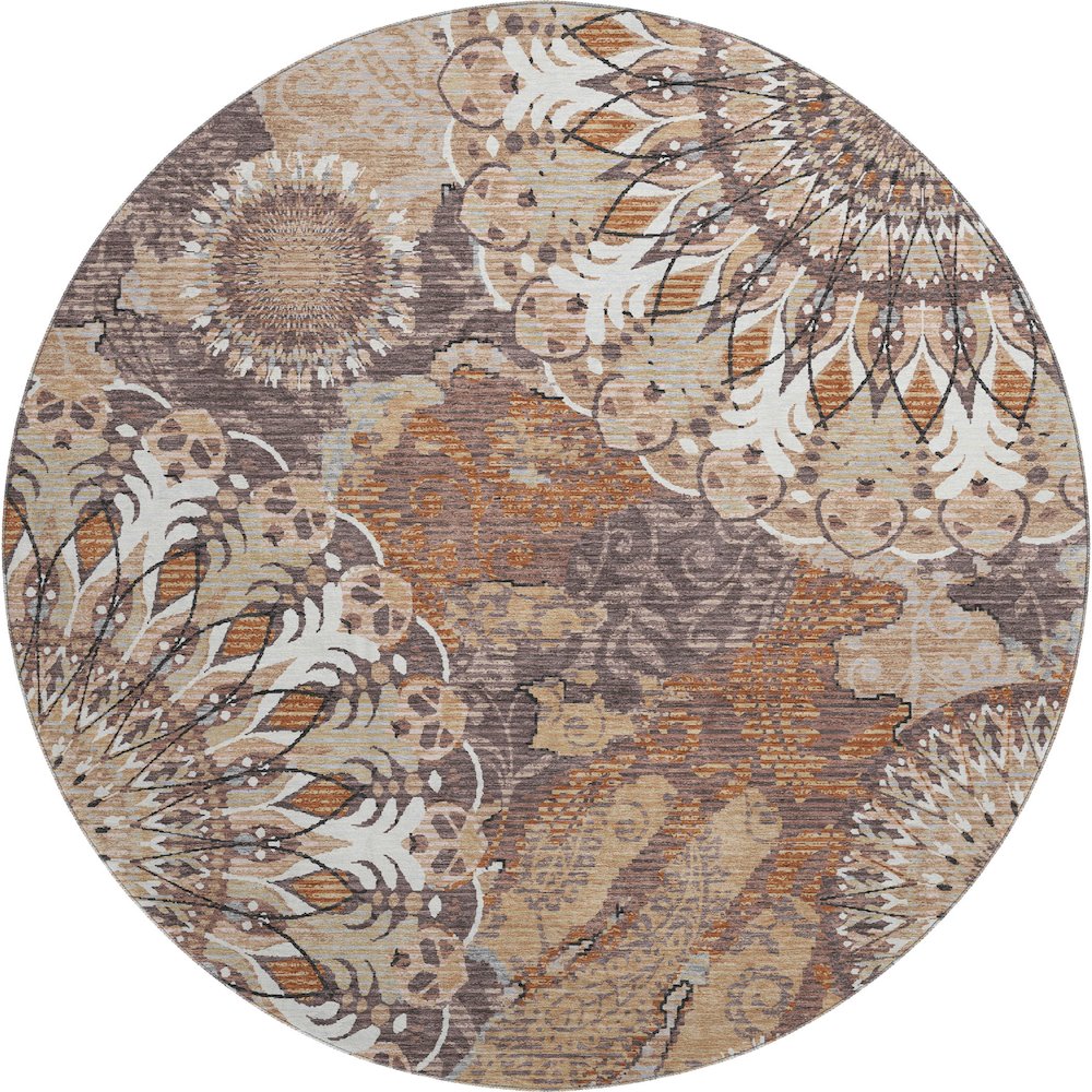 Premium Machine Washable Mayfield AMF2335 Orange 8' x 8' Round Rug