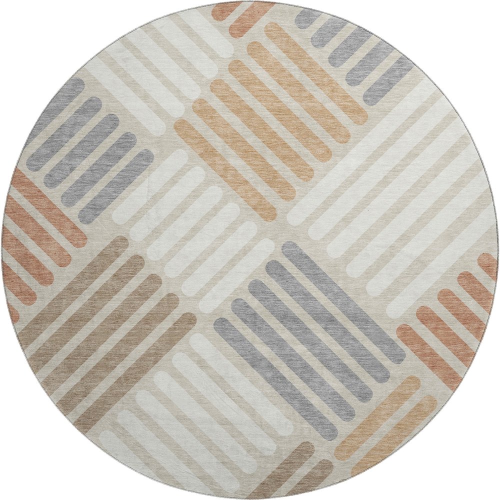 Premium Machine Washable Mayfield AMF2339 Orange 8' x 8' Round Rug