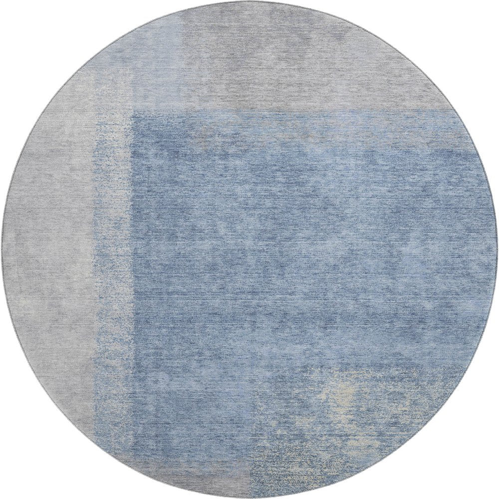 Premium Machine Washable Mayfield AMF2341 Blue 8' x 8' Round Rug