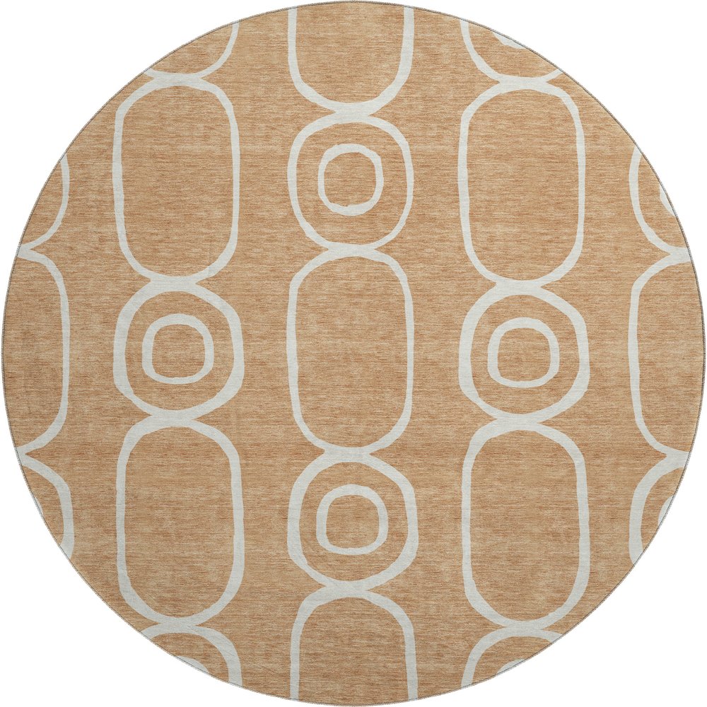 Premium Machine Washable Mayfield AMF2344 Orange 8' x 8' Round Rug