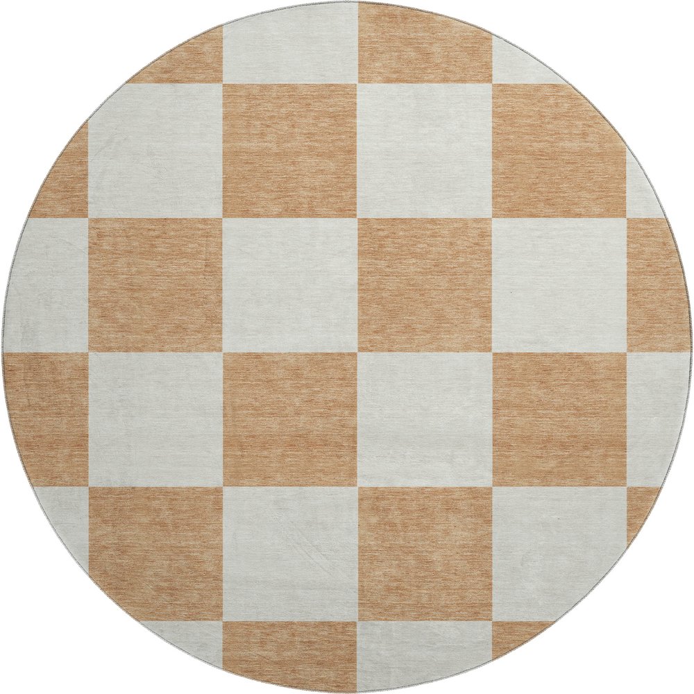 Premium Machine Washable Mayfield AMF2345 Orange 8' x 8' Round Rug