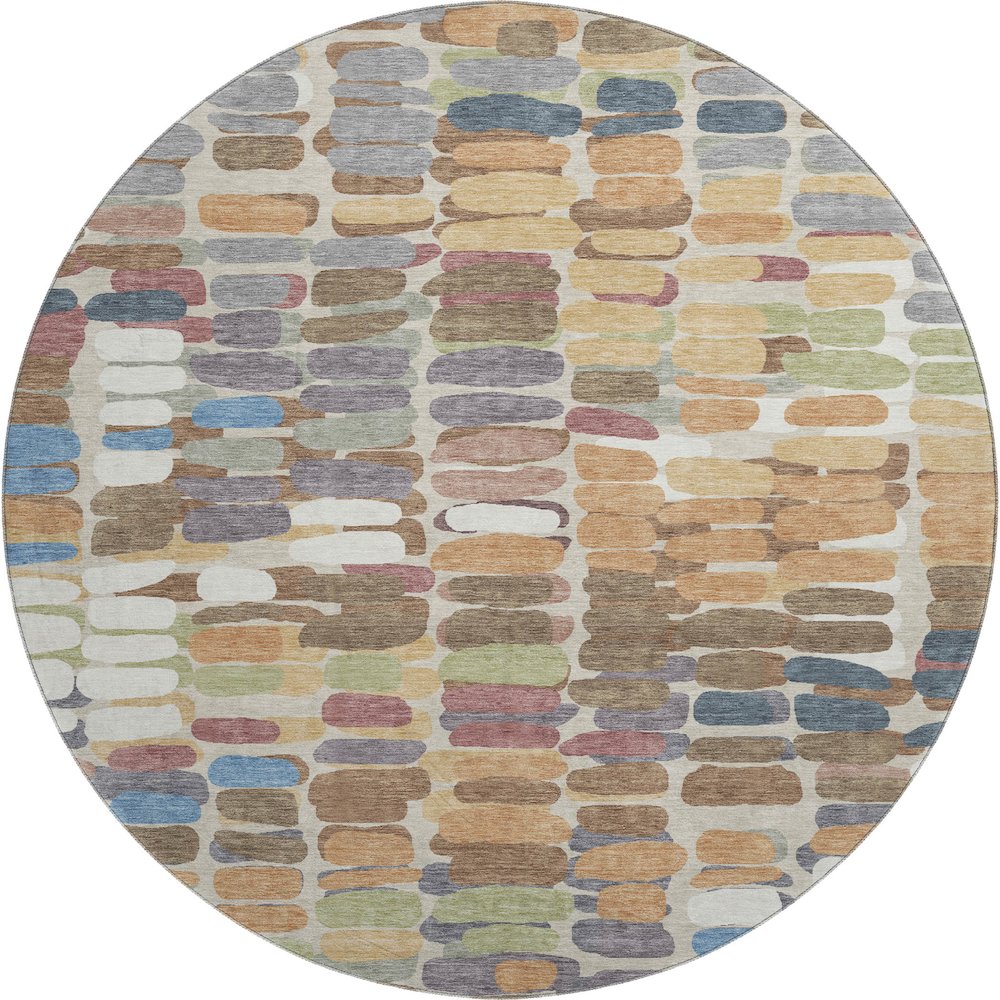 Premium Machine Washable Mayfield AMF2349 Orange 8' x 8' Round Rug