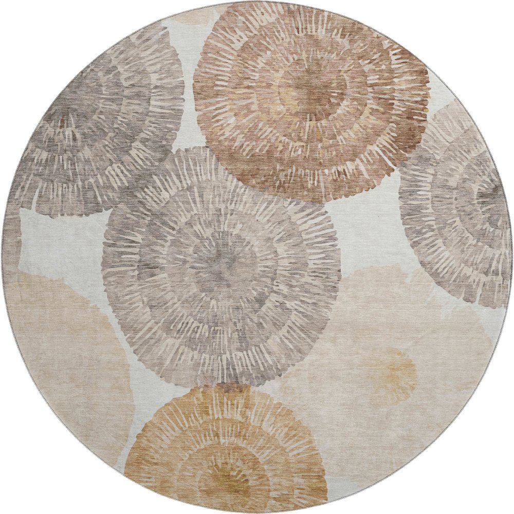 Premium Machine Washable Mayfield AMF2351 Orange 8' x 8' Round Rug