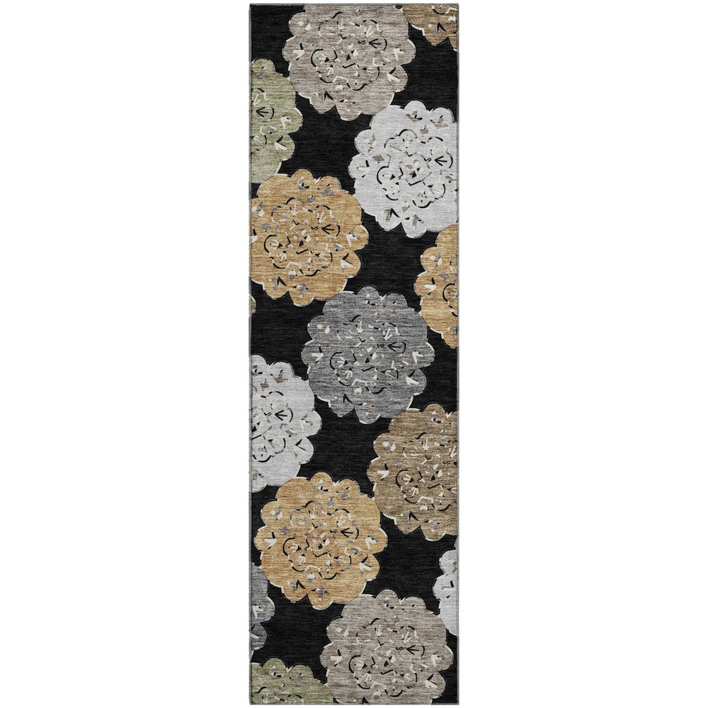 Premium Machine Washable Mayfield AMF2353 Black 2'3" x 7'6" Runner Rug
