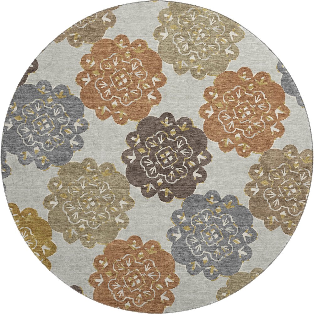 Premium Machine Washable Mayfield AMF2353 Multi 8' x 8' Round Rug
