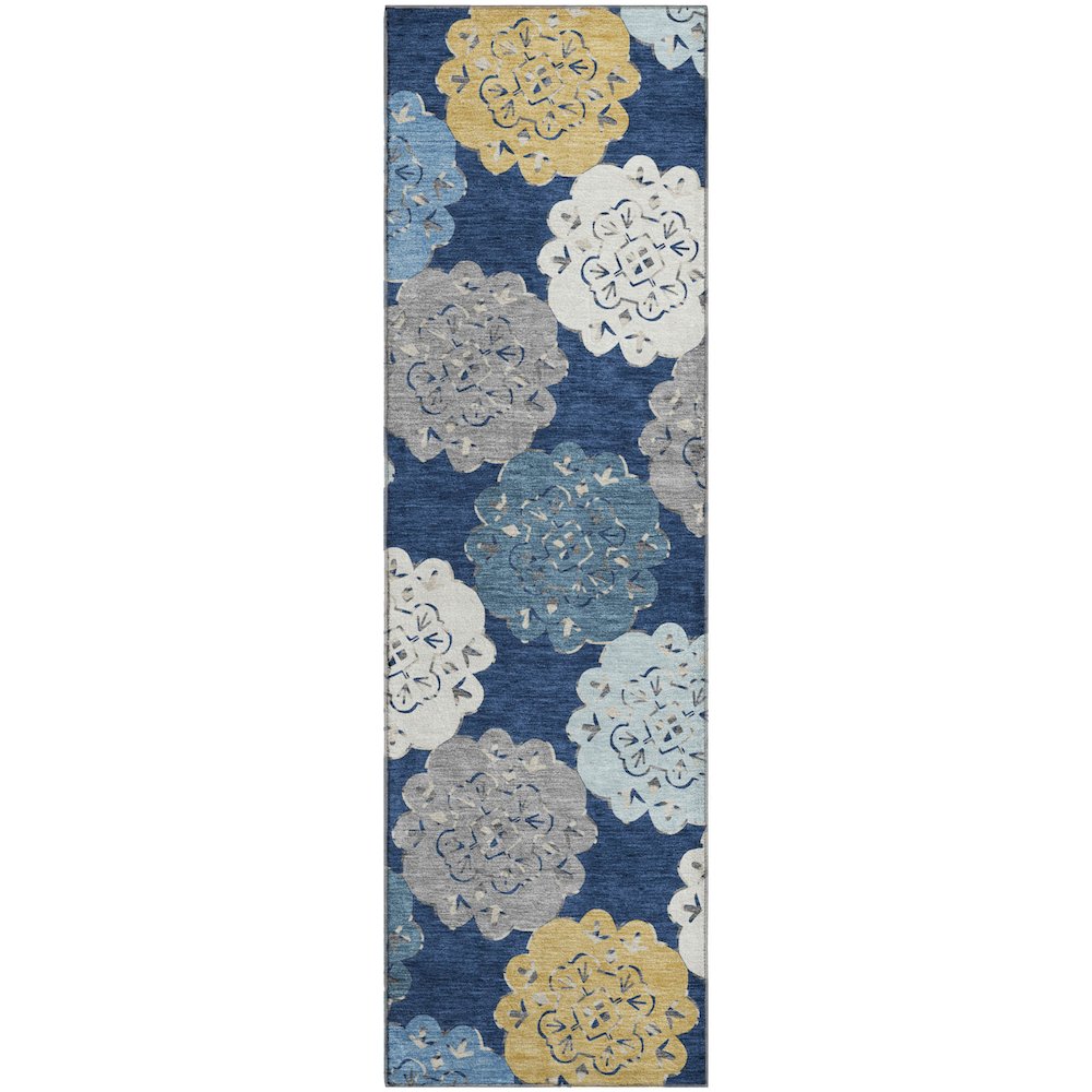 Premium Machine Washable Mayfield AMF2353 Blue 2'3" x 7'6" Runner Rug