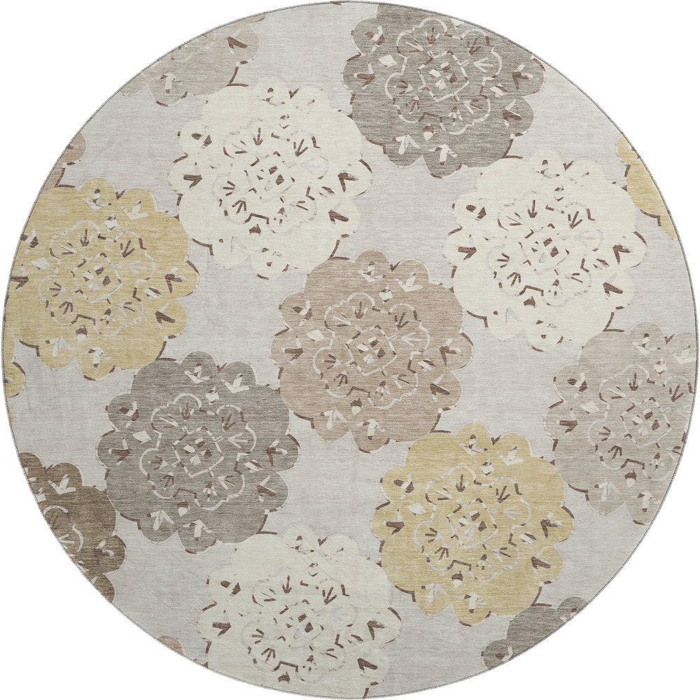 Premium Machine Washable Mayfield AMF2353 Ivory 8' x 8' Round Rug