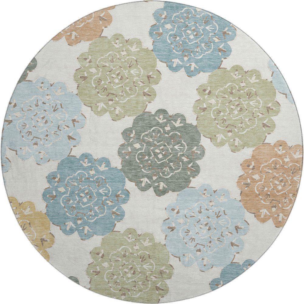 Premium Machine Washable Mayfield AMF2353 Multi 8' x 8' Round Rug
