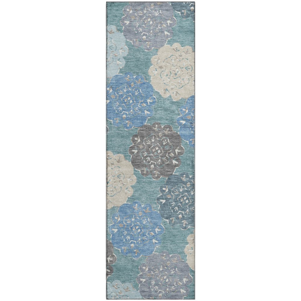 Premium Machine Washable Mayfield AMF2353 Teal 2'3" x 7'6" Runner Rug